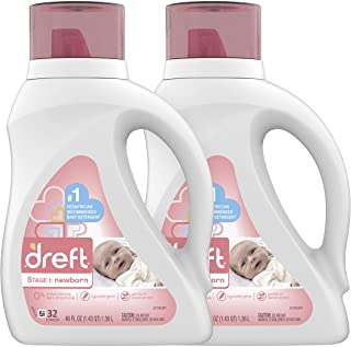 Photo 1 of Dreft Stage 1: Newborn Hypoallergenic Liquid Baby Laundry Detergent (HE), Natural for Baby, Newborn, or Infant, 64 Total Loads (Pack of 2)