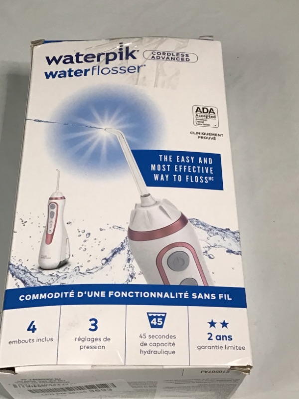 Photo 2 of Waterpik Cordless Advanced Water Flosser For Teeth, Gums, Braces, Dental Care With Travel Bag and 4 Tips, ADA Accepted, Rechargeable, Portable, and Waterproof, White