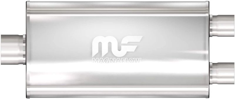 Photo 1 of MagnaFlow 4in x 9in Oval Center/Dual Performance Muffler Exhaust 12588 - Straight-Through, 3in Inlet/2.5in Outlet Diameter, 22in Body Length, 28in Overall Length, Satin Finish - Deep Exhaust Sound
