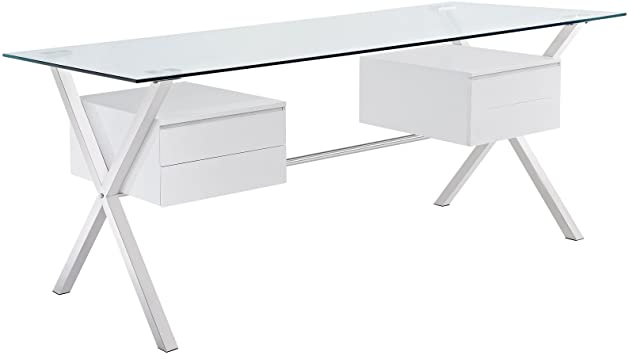 Photo 1 of Modway Abeyance Contemporary Modern Glass-Top Office Desk in White. GLASS TOP ONLY
