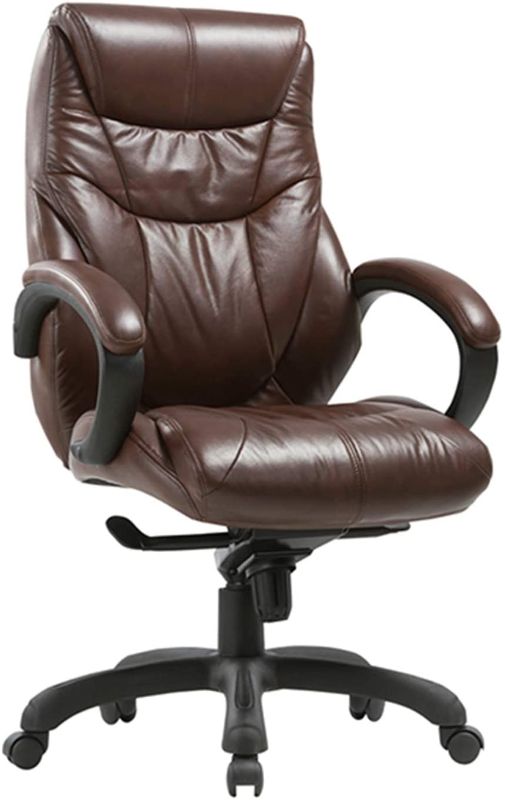 Photo 1 of CLATINA Executive Bonded Leather Chair with Lean Forward High Back and Comfort Padding Ergonomic Seat for Managerial Office Home (Brown/New)
