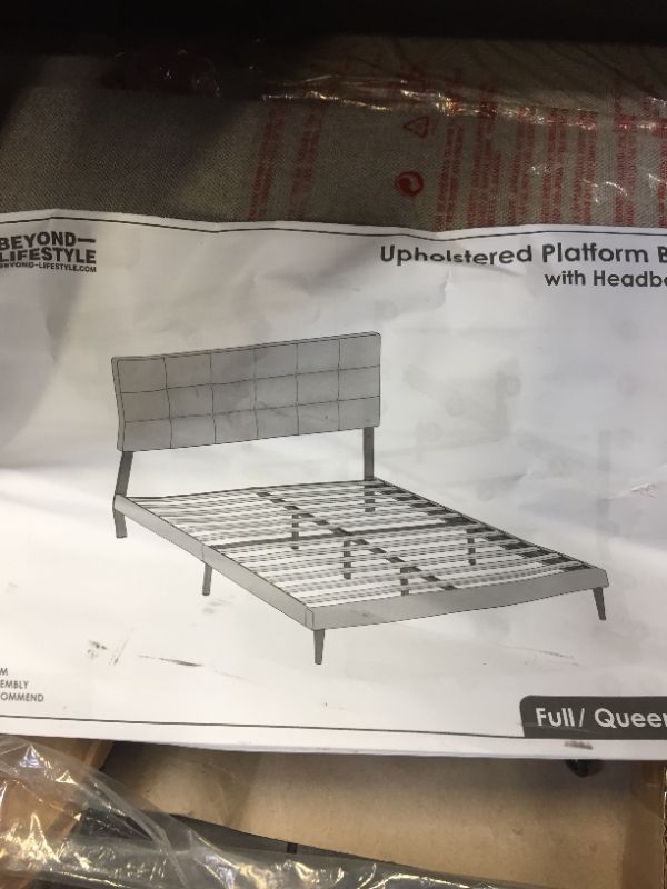 Photo 2 of Beyond Lifestyle - Upholstered Platform Bed Frame with Adjustable Tufted Headboard / Twin / Beige / Mattress Foundation / Easy Assembly / No Box Spring Needed / 5 Years Warranty / Minimalist
