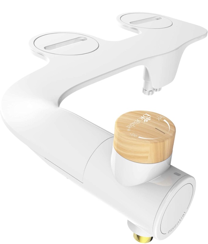 Photo 1 of Bio Bidet Essential Simple Bidet Toilet Attachment in White with Dual Nozzle, Fresh Water Spray, Non Electric, Easy to Install, Brass Inlet and Internal Valve