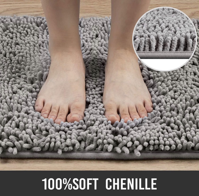 Photo 1 of Bathroom Rugs,Soft and Fluffy Non-Slip Bathroom Carpet,Machine Washable, Quick-Drying Bath Mat, (31x20 inch Gray)