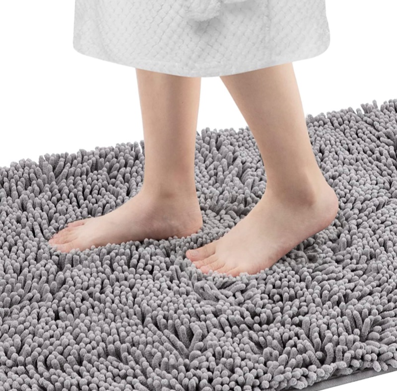 Photo 1 of Bathroom Rugs,Soft and Fluffy Non-Slip Bathroom Carpet,Machine Washable, Quick-Drying Bath Mat, (31x20 inch Gray)