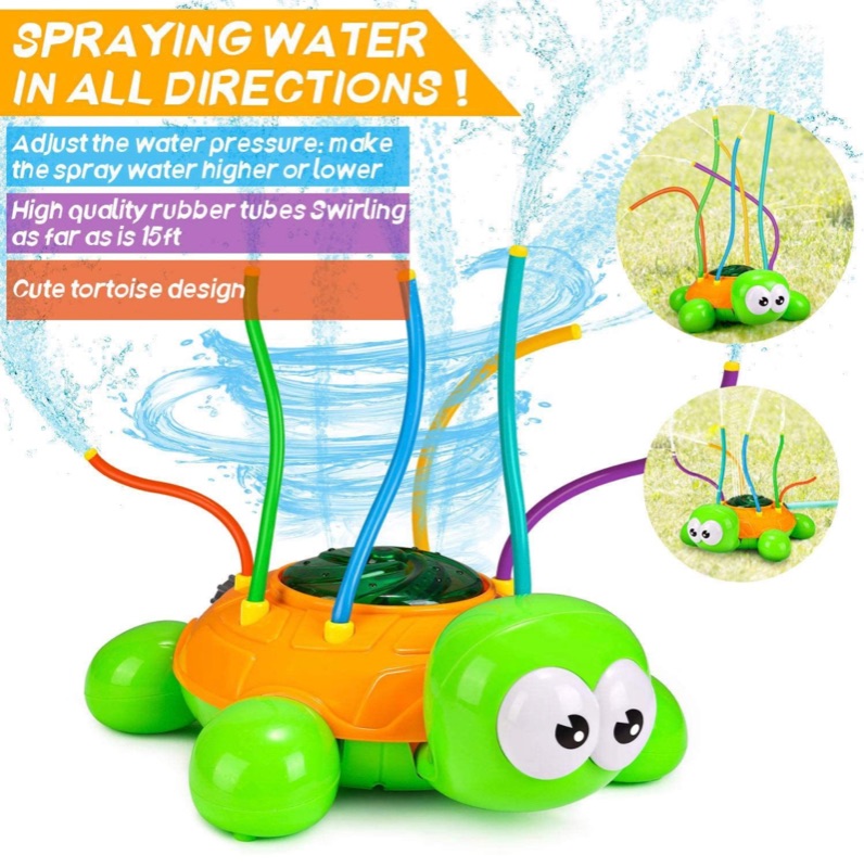 Photo 7 of Fixget Water Spray Sprinkler for Kids, Water Spinning Turtle Sprinkler Toy, Splashing Fun with Wiggle Tubes for Outdoor Yard Games, Summer Fancy Water Toys for 3+ Boys Girls Pets(Up to 8ft)