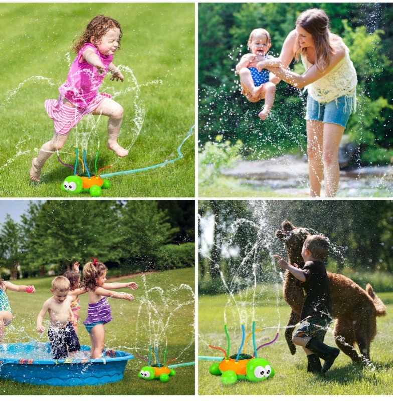 Photo 6 of Fixget Water Spray Sprinkler for Kids, Water Spinning Turtle Sprinkler Toy, Splashing Fun with Wiggle Tubes for Outdoor Yard Games, Summer Fancy Water Toys for 3+ Boys Girls Pets(Up to 8ft)