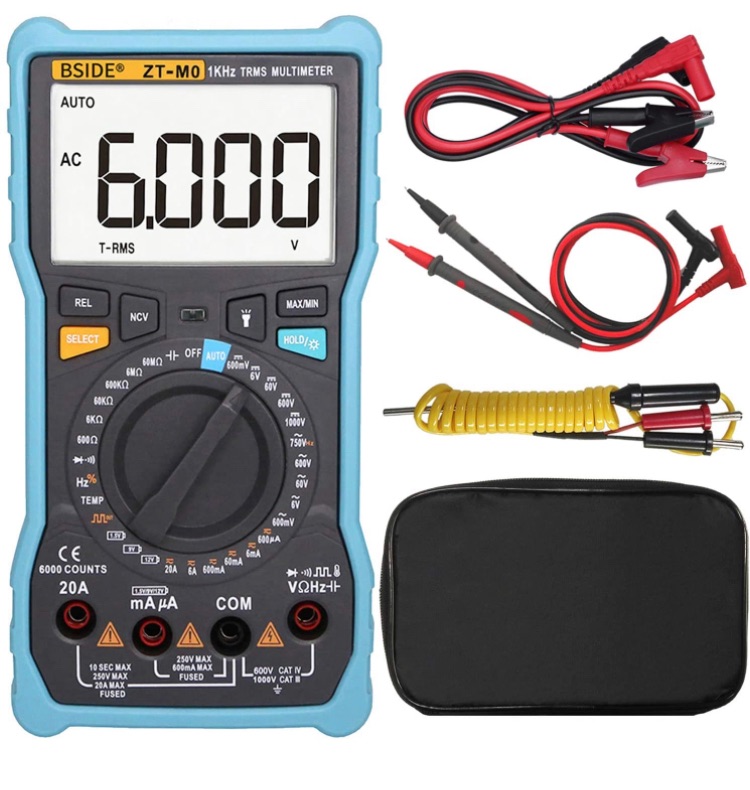 Photo 1 of Bside ZT-M0 True RMS Digital Multimeter Manual & Smart Mode Design 6000 Counts Auto-Ranging DMM Temperature Capacitance AC/DC Current Voltage Battery Tester with Alligator Clip