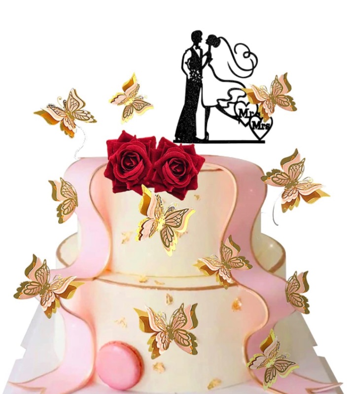 Photo 1 of 12Pcs Funny Mr and Mrs Wedding Cake Toppers Roses And Butterflies with Bride and Groom Cake Toppers Supplies or Anniversary Cake Topper Party Decoration

Bottle Stopper - Wine Stoppers with Rose Gold Plated - Durable Zinc Alloy and Food Grade Silicone Mat