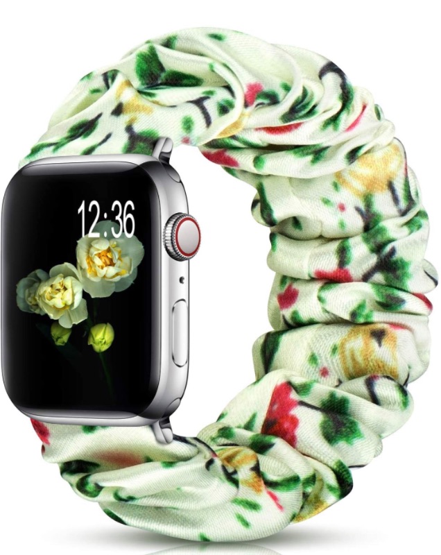 Photo 3 of Band4u Soft Stretchy Nylon Bands Compatible with Apple Watch 7 Band 41mm 45mm 38mm 42mm 40mm 44mm, Adjustable Breathable Sport Elastics Women Men Strap Compatible with iWatch Series 6/5/4/3/2/1 SE

moencase Scrunchie Elastic Watch Band Compatible for Appl