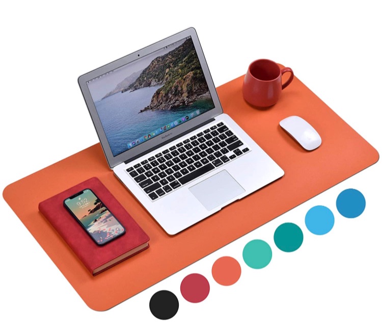 Photo 1 of Non-Slip Desk Pad (31.5 x 15.7"), Waterproof Mouse Pad, PU Leather Desk Mat, Office Desk Cover Protector, Desk Writing Mat for Office/Home/Work/Cubicle (Orange)