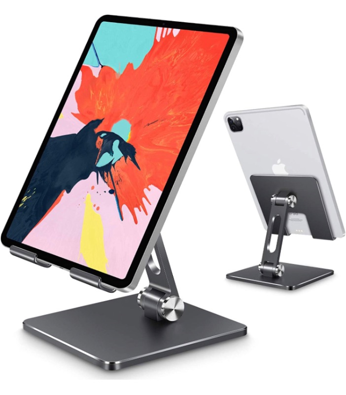 Photo 1 of B-Land Adjustable Tablet Stand, Adjustable Foldable Tablet Holder Desktop Tablet Stand Holder, Compatible with 4-11" Tablets/Phones,Nintendo Switch, Kindle