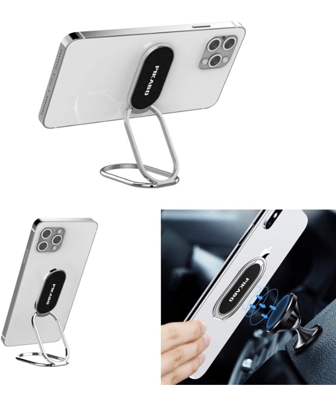 Photo 1 of Phone Ring Holder Finger Kickstand - Pikabo Foldable Cell Phone Stand for Desk and Magnetic Car Mount, 360 Degree Rotation Cell Phone Back Grip Compatible with All Smartphones and Tablets.(Gun Black)