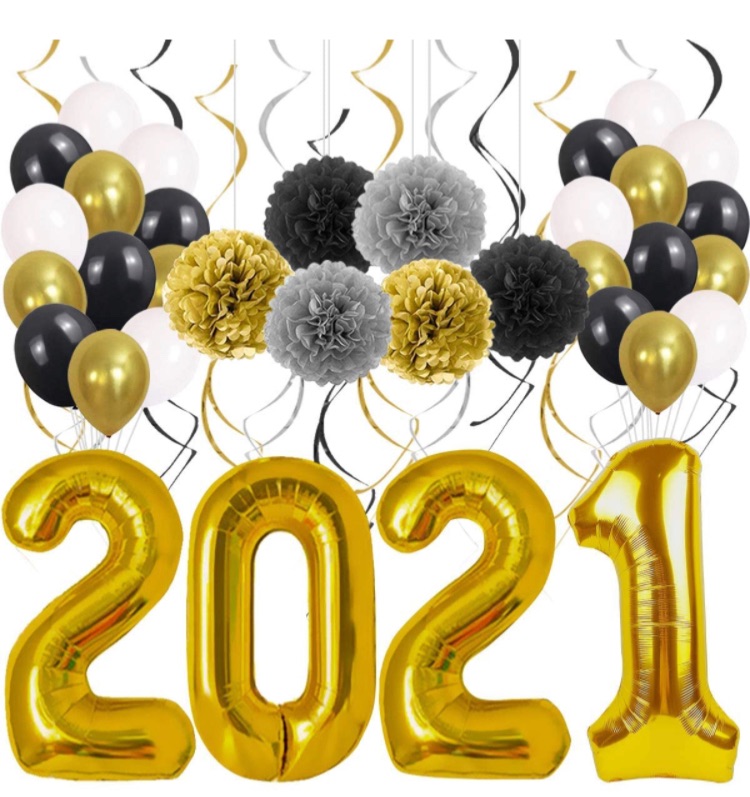 Photo 1 of 2021 Graduation Party Decoration Supplies, Black Gold Banners Balloons Decor Photo Frame for Adults Kids High School College Junior Senior Congrats Favor Kindergarten Class Grade Yard Sign Backdrop 3 packs 