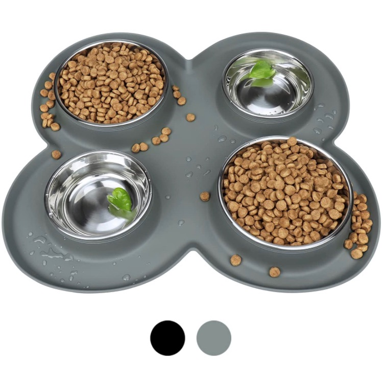 Photo 1 of WINSEE 4 Dog Cat Bowls Set Stainless Steel Water and Food Dishes with Non Spill Skid Resistant Silicone Mat for Pets Small Medium Puppy Feeder for Multiple Pets