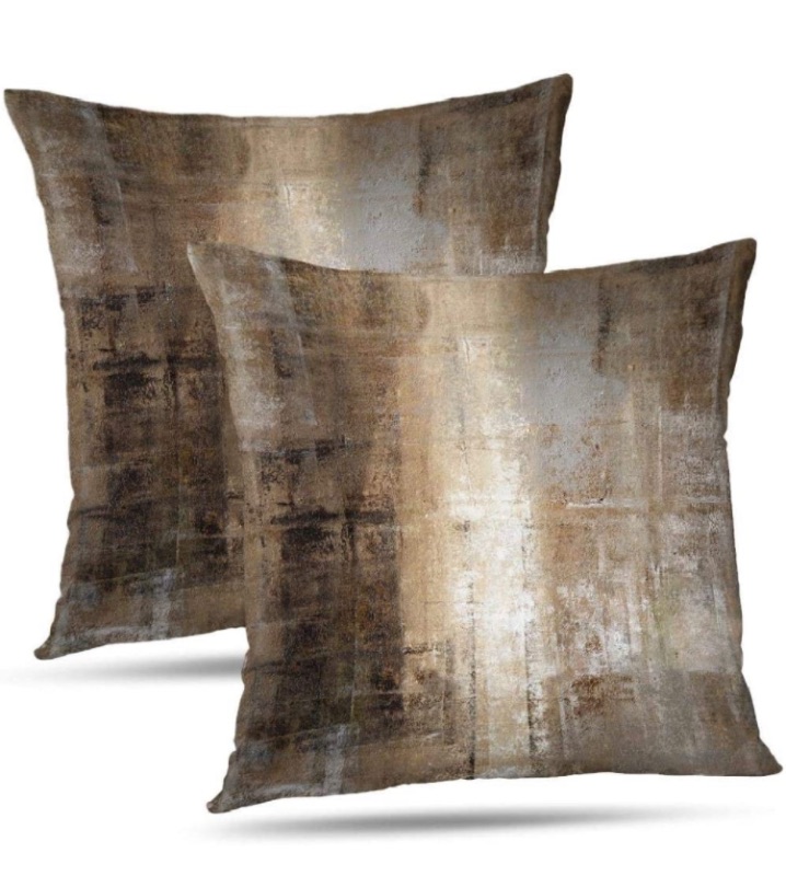 Photo 1 of Alricc Taupe Throw Pillow Cover Pack of 2, Abstract Art Gallery Modern Decorative Cushion Cover for Bedroom Sofa Living Room(16 x 16 Inch,Taupe)