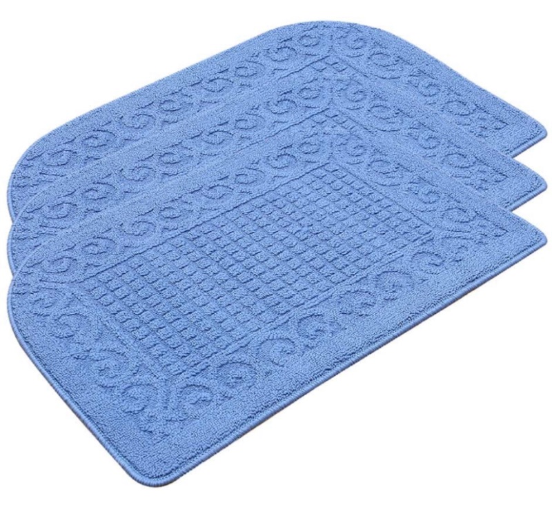 Photo 1 of COSY HOMEER 27X18 Inch Anti Fatigue Kitchen Rug Mats are Made of 100% Polypropylene Half Round Rug Cushion Specialized in Anti Slippery and Machine Washable (Blue 3pc)