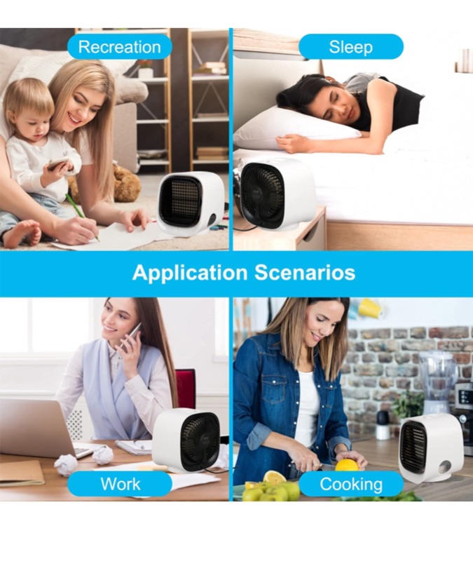 View 4 of Portable AC, PPkar Portable Air Conditioner, Personal Air Conditioner, Personal Air Cooler, Portable AC Fan for Camping Office Room Car Use