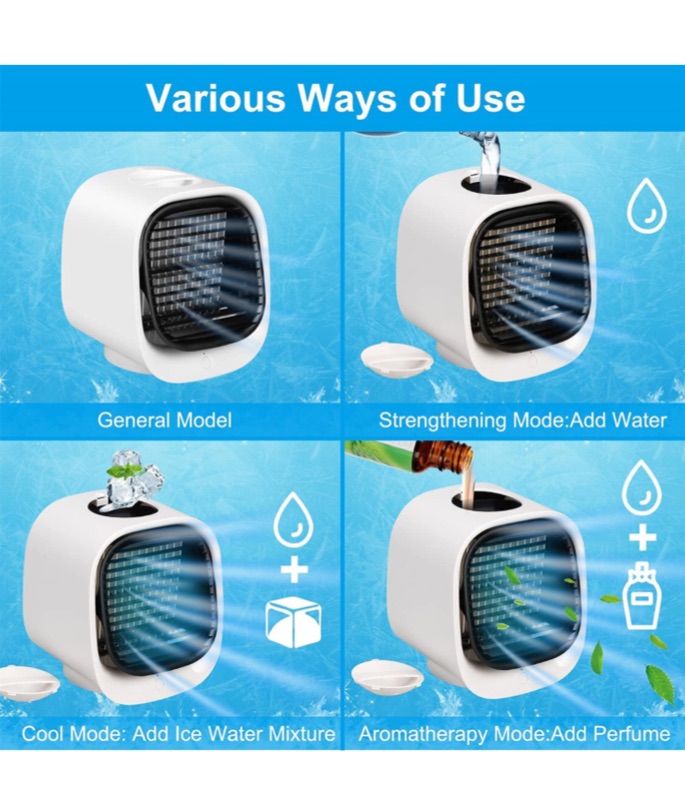 View 2 of Portable AC, PPkar Portable Air Conditioner, Personal Air Conditioner, Personal Air Cooler, Portable AC Fan for Camping Office Room Car Use