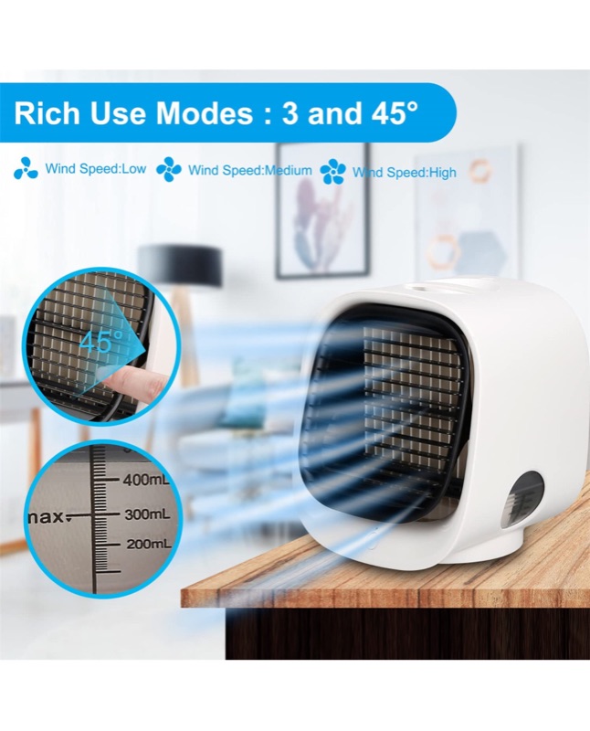 View 5 of Portable AC, PPkar Portable Air Conditioner, Personal Air Conditioner, Personal Air Cooler, Portable AC Fan for Camping Office Room Car Use