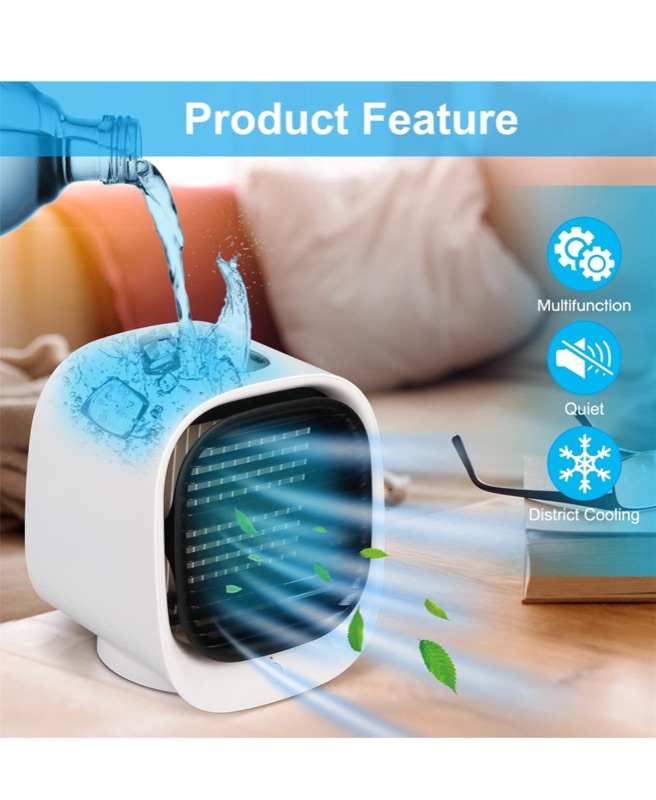 View 3 of Portable AC, PPkar Portable Air Conditioner, Personal Air Conditioner, Personal Air Cooler, Portable AC Fan for Camping Office Room Car Use