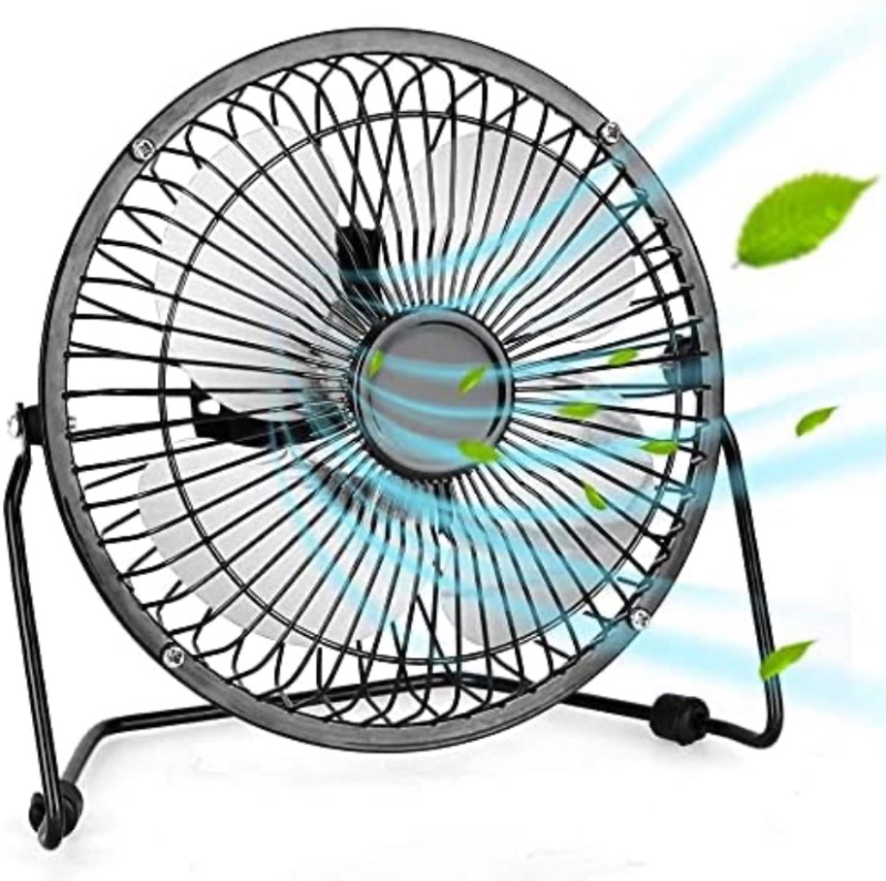 Photo 1 of Desk Fan Small Table Fan Metal USB Fan 6-Inch Mini High Velocity Personal Fan for Desk Office Desktop Bedroom Sleeping Home, 2 Speed, 360° Tilt Angel,Quiet Operation