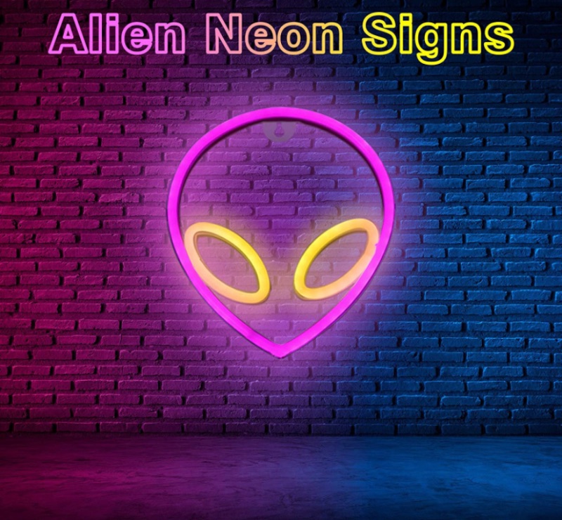 Photo 1 of Alien Neon Signs, Neon Signs for Bedroom Wall, Battery& USB Operated, Neon Light Sign for Home Bedroom Bar/Holidays/Wedding/Birthday Party, Neon Signs for Man cave