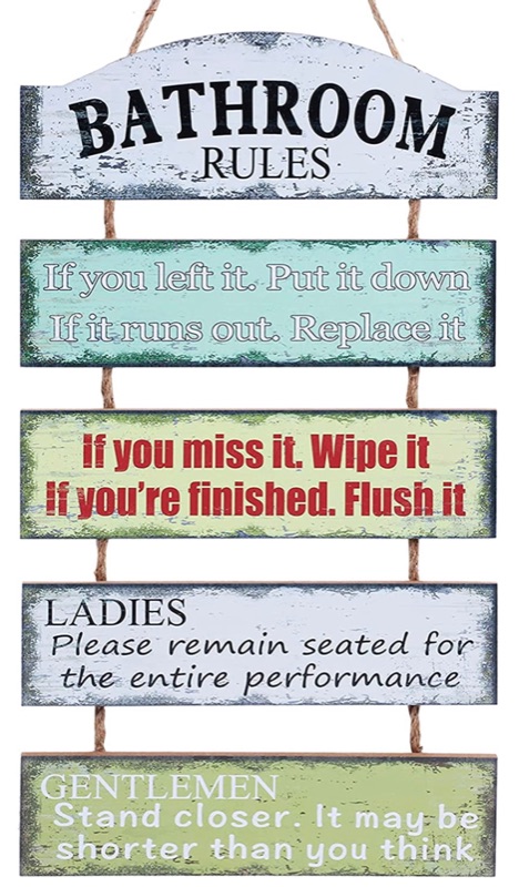 Photo 1 of Bathroom Sign Rustic Bathroom Rules Wall Art Decor Farmhouse Decorations Funny Modern Vintage Cute Half Bathroom Sign