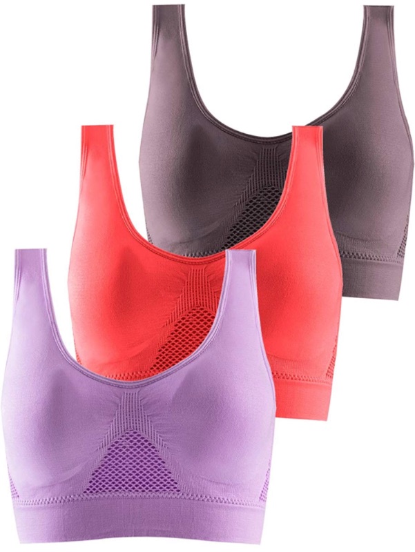 Photo 1 of Edqunpb Breathable Seamless Sports Bras for Women, Padded Wireless Bras Low Support for Yoga, Leisure, Lounging 001 size S 