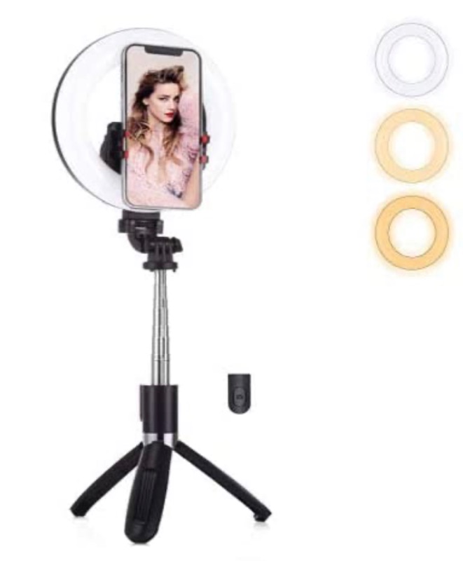 Photo 1 of PULUZ Selfie Ring Light with Tripod Stand & Phone Holder & Bluetooth Remote