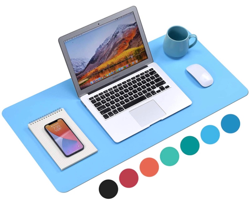 Photo 1 of Non-Slip Desk Pad (31.5 x 15.7"), Waterproof Mouse Pad, PU Leather Desk Mat, Office Desk Cover Protector, Desk Writing Mat for Office/Home/Work/Cubicle (Deep Sky Blue)