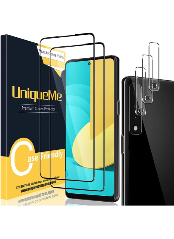 Photo 1 of 2+3 Pack] UniqueMe Compatible with LG Stylo 7 5G Full Coverage Screen Protector and Camera Lens Protector Tempered Glass [Not for LG Stylo 7 4G ] HD Clear [Anti-Scratch] 3D Full Coverage Film.