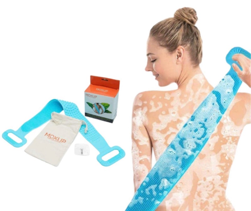 Photo 1 of 2 Pack I New 32” Shower Silicone bath towel, back scrubber for adults, back cleaner for shower Exfoliating Silicone Bath Body Brush, Extra Long Silicone Body Scrubber for Men/Women