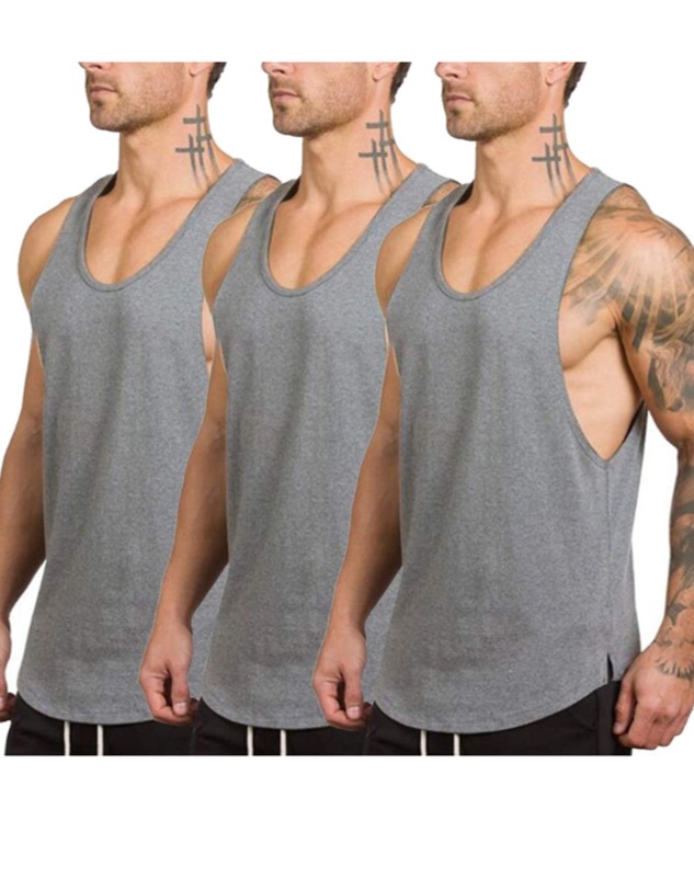 Photo 1 of LUODITO 3 Pack Men's Stringers Bodybuilding Tank Tops Gym Workout Sleeveless Muscle Shirts Fitness Vest