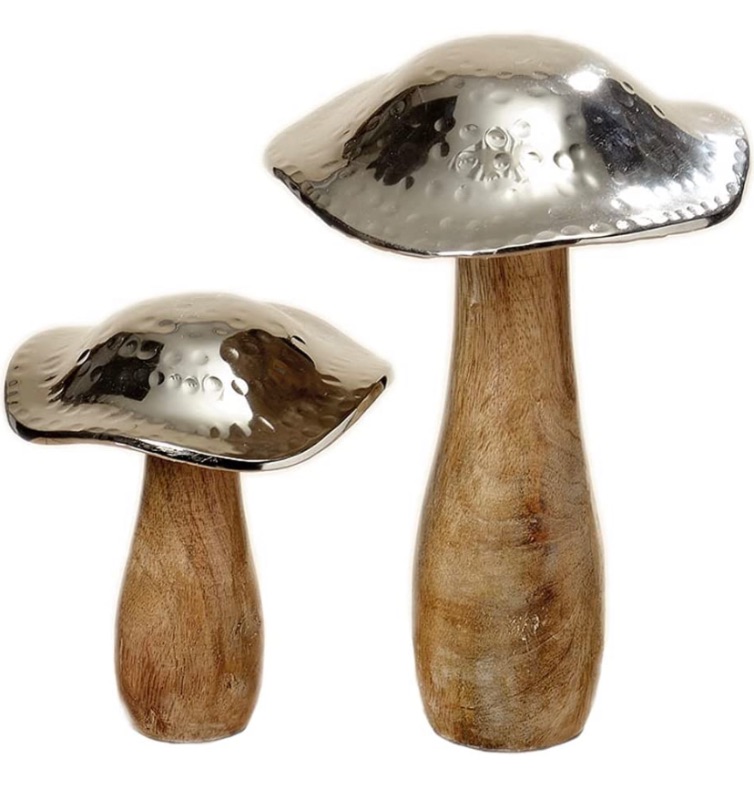 Photo 1 of Boltze Decorative Mushroom Sculpture Set, 14 cm and 21 cm