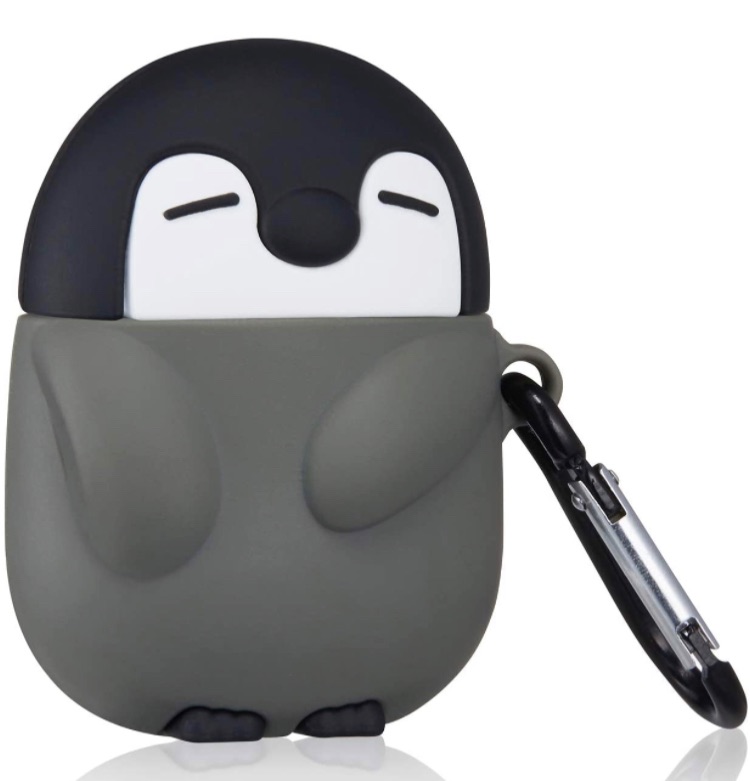 Photo 1 of STSNano Cute Case for AirPod 2/1, Cartoon Character Design Funny Kawaii Fun Air Pods Soft Silicone Cover, Unique 3D Animal for Girls Boys Women Teen Cases for AirPods 2&1 (Grey Penguin) 2 cases 