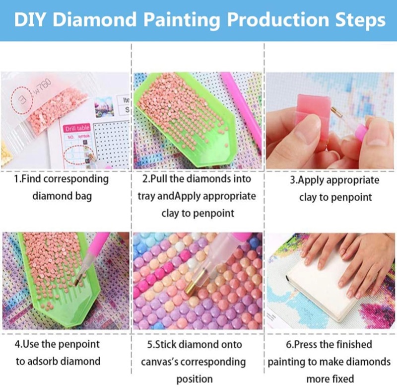 Photo 5 of 5D Diamond Painting Kits for Adults Kids,Girl Full Drill Cross Stitch Rhinestone Diamond Painting Kits, DIY Paint by Numbers for Adults Beginner,Perfect for Home Wall Decor (11.8"x15.7") Without Frame