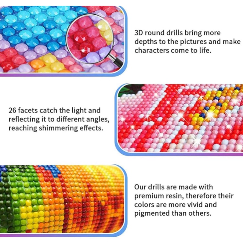 Photo 6 of 5D Diamond Painting Kits for Adults Kids,Girl Full Drill Cross Stitch Rhinestone Diamond Painting Kits, DIY Paint by Numbers for Adults Beginner,Perfect for Home Wall Decor (11.8"x15.7") Without Frame