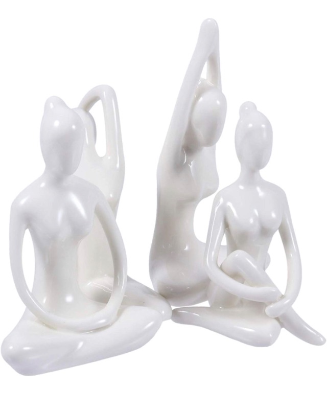 Photo 1 of BESPORTBLE 4pcs Ceramic Yoga Lady Figurine Porcelain Women Sculptures Statues Collectible Art Piece Tabletop Decorations Gifts for Office Home (Mixed Style)