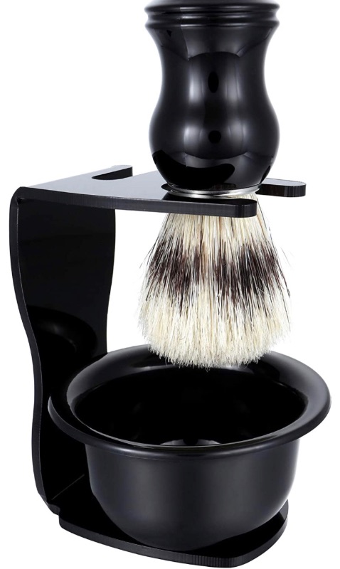 Photo 1 of Aethland Mens Shaving Brush Set, Badger Hair Brush with Black Handle, Acrylic Shaving Razor Holder Stand and Soap Bowl, Shaving Brush Kit Perfect for Men Gift