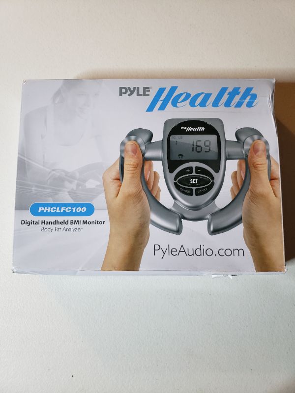 Photo 1 of Electronic Digital Handheld BMI Monitor - Body Mass Index Analyzer Machine with LCD Display Readout, Body Fat Measurement Percentage - Weight Loss/Fitness Monitoring Device - Pyle PHCLFC100
