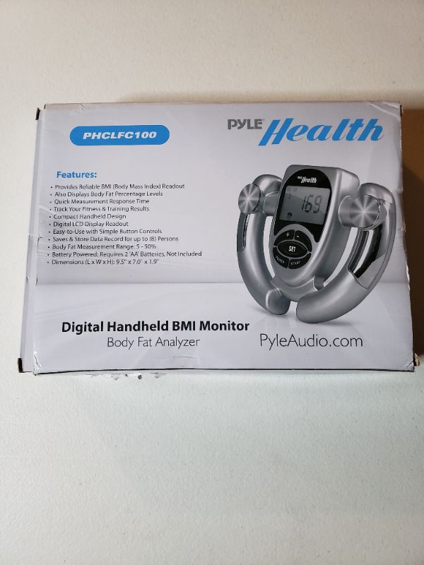 Photo 2 of Electronic Digital Handheld BMI Monitor - Body Mass Index Analyzer Machine with LCD Display Readout, Body Fat Measurement Percentage - Weight Loss/Fitness Monitoring Device - Pyle PHCLFC100
