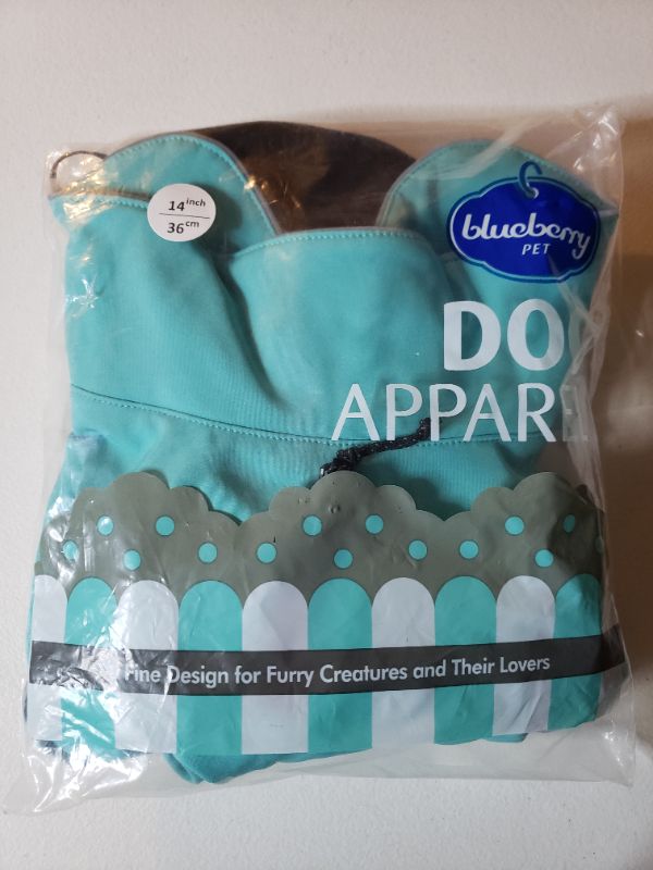 Photo 1 of BLUEBERRY PET Dog Apparel 14 Inch , Teal Dog Jacket.