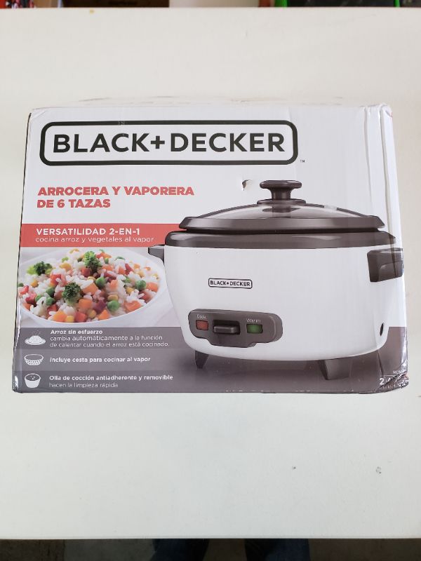 Photo 1 of Black & Decker Rice Cooker 6 Cups Of Cooked Rice White Base With Gray Accents. 
