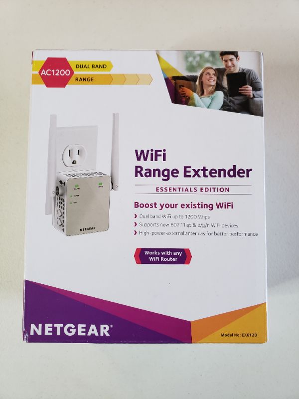 Photo 1 of NETGEAR Wi-Fi Range Extender EX6120 - Coverage Up to 1500 Sq Ft and 25 Devices with AC1200 Dual Band Wireless Signal Booster & Repeater (Up to 1200Mbps Speed), and Compact Wall Plug Design
