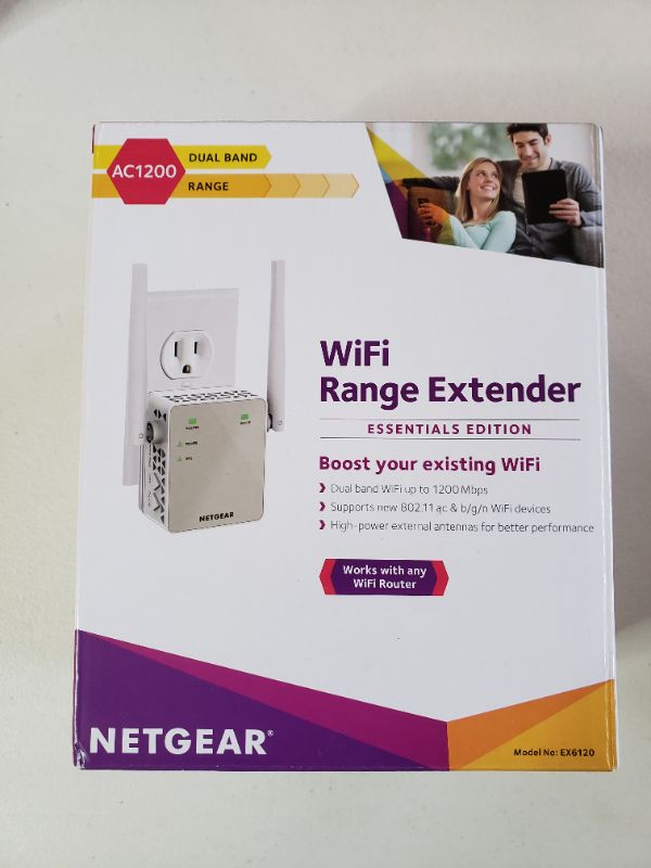 Photo 1 of NETGEAR Wi-Fi Range Extender EX6120 - Coverage Up to 1500 Sq Ft and 25 Devices with AC1200 Dual Band Wireless Signal Booster & Repeater (Up to 1200Mbps Speed), and Compact Wall Plug Design
