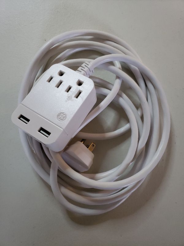 Photo 1 of GE Extension Cord With USB, White. Missing Package.