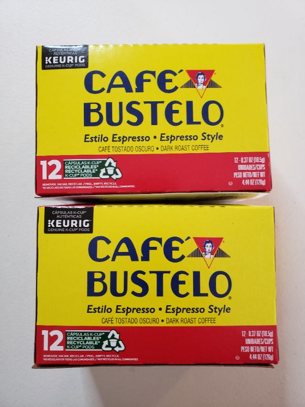 Photo 1 of Café Bustelo Espresso Style Dark Roast Coffee, 12 Keurig K-Cup Pods. Lot of 2.
