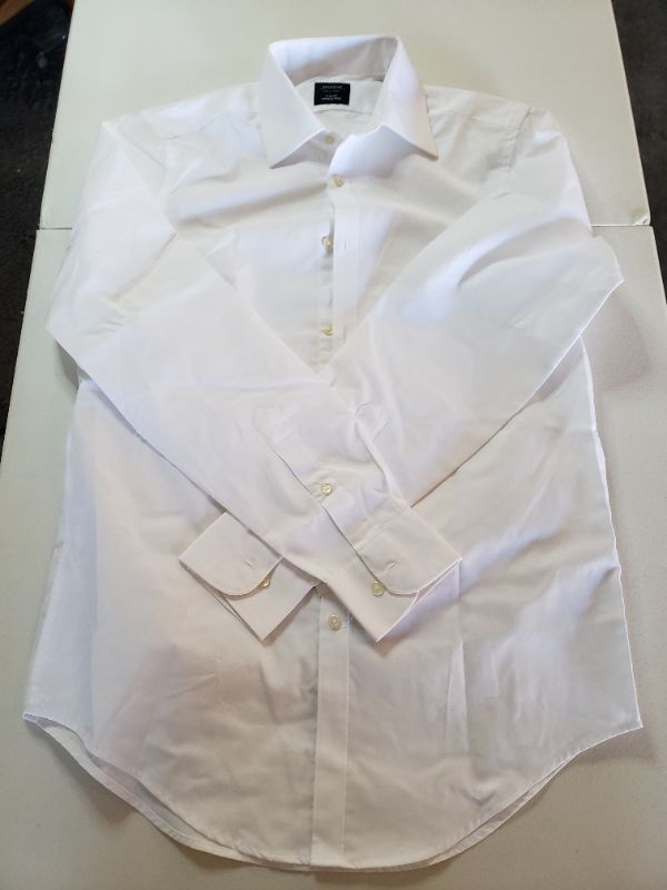 Photo 3 of Arrow Slim Fit Men's Button Up White Long Sleeve Shirt, Size M 15-15.5 34/35.