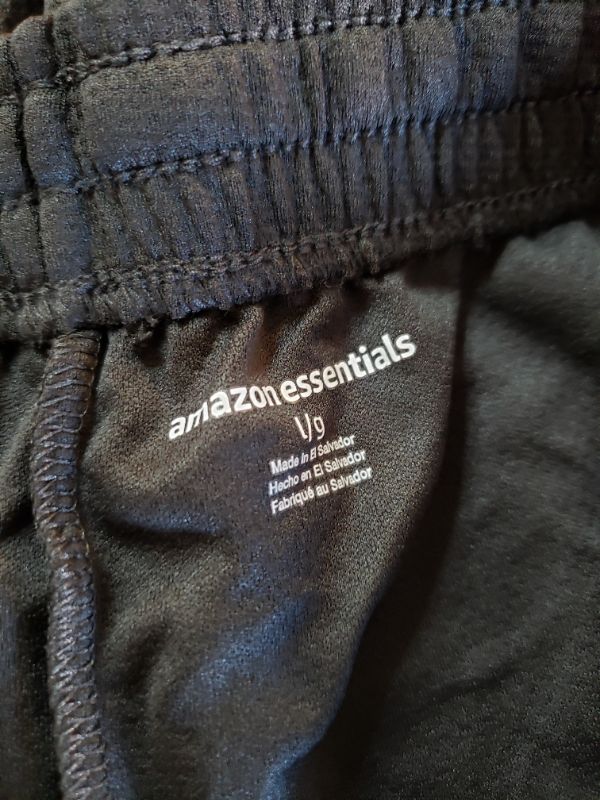 Photo 1 of Amazon Essential Men's Athletic Shorts, 2 Pair, Black, Size L/G.